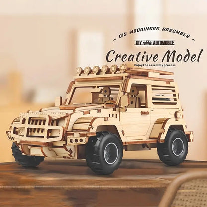 3D Wooden Mechanical Jeep Pull Back 125 Piece - 802