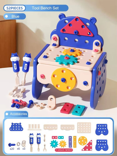 Caja de herramientas de taladro y destornillador eléctrico 3 en 1 para niños – Juego de construcción STEM, juguete educativo de ensamblaje DIY