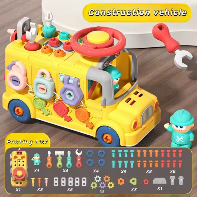 Multiple Busy Activity School Bus Tool Pretend Play Set - 517