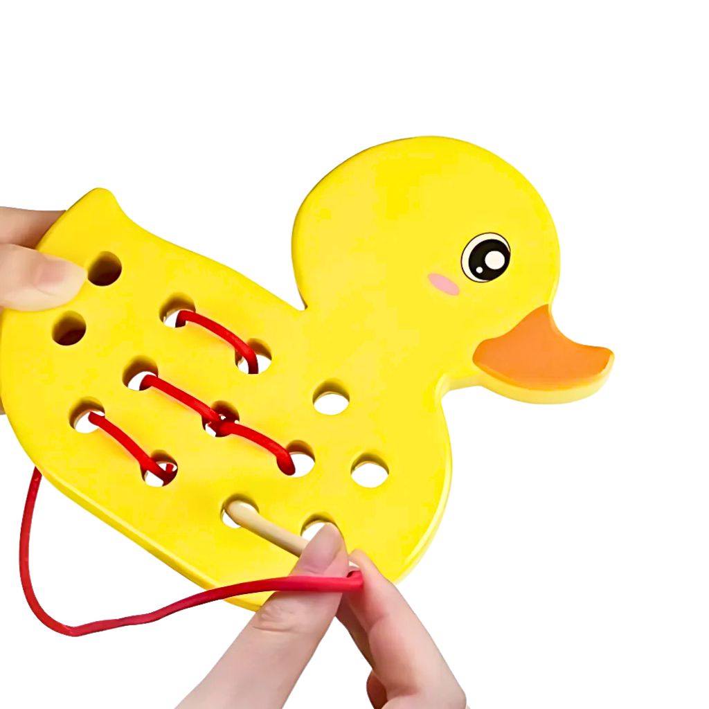 Set de Enhebrado Patito y Elefante de Madera