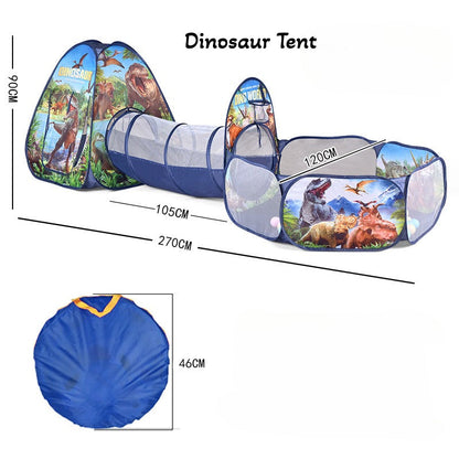 3-in-1 Kids Play Tent With Tunnel and Ball Pit Set - Foldable Indoor/Outdoor