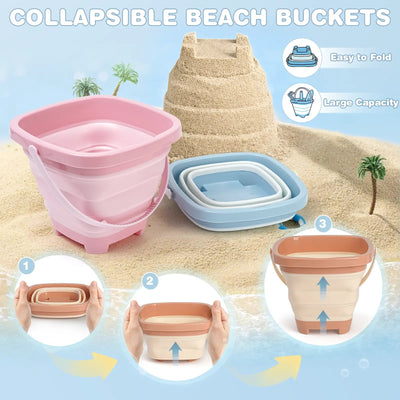 Fidtoy Portable Beach Sand Toy Set for Kids 3-10 - Treasure Hunting Fun