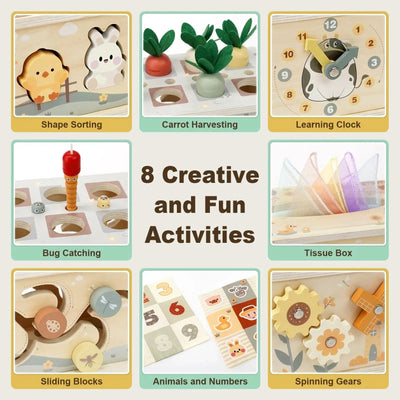 8-in-1 Activity Cube for Toddlers | Montessori Wooden Learning Toy