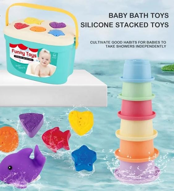 2in1 Silicon Shape Sort and Stacking Bath Toy - 933