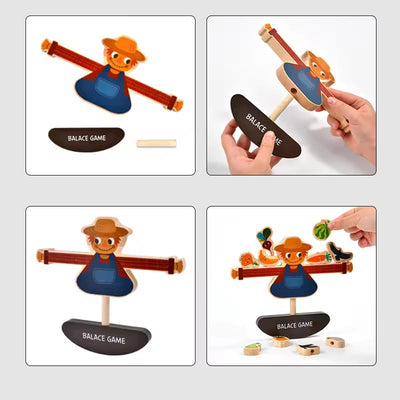 Wooden Farm Scarecrow Block Threading Balance Game - 974