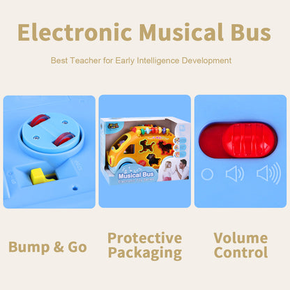 Electronic Musical Bus 3D Animal Matching Car Baby Sensory Toy