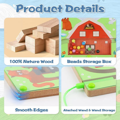 2in1 Color Magnet Maze Bead Ball and Alphanumeric Tracing Board