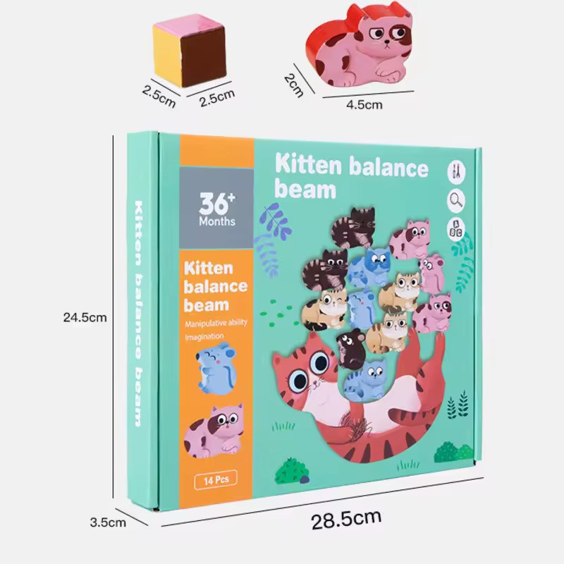 Wooden Kitten Balance 14 pieces Learning Toy