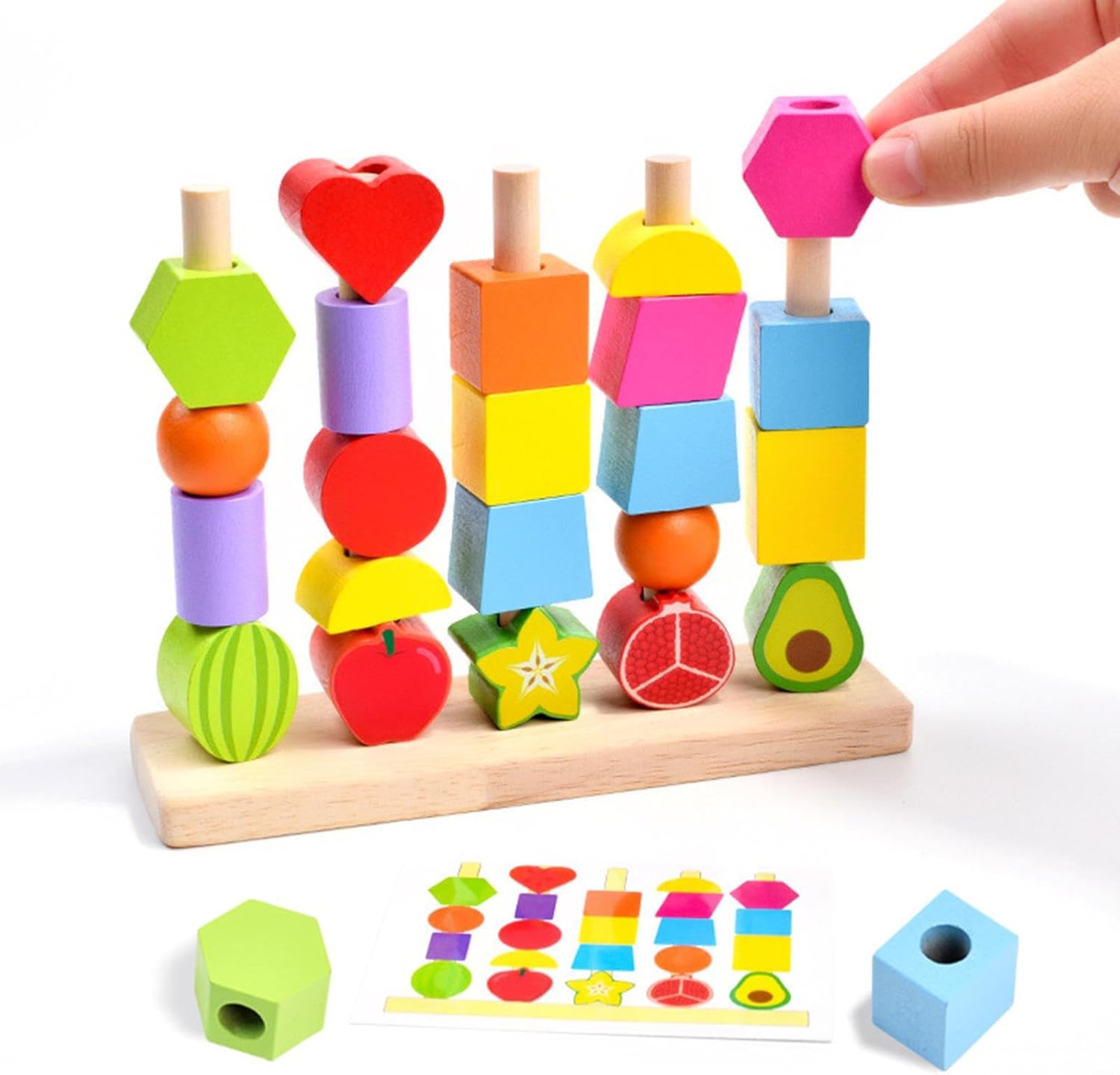 Wooden Montessori Fruits Sequence with Lacing Pattern - 050