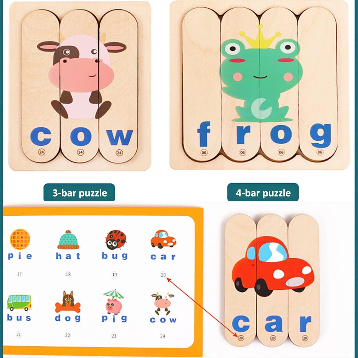 Wooden Spelling Learning Stick Puzzle - 567