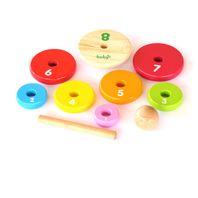 Fidtoy Rainbow Stacking Tower Wooden Counting Toy for Toddlers