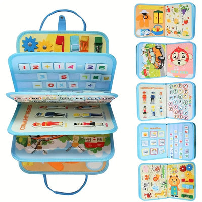 Multiple Sensory Activity Busy Book for Toddlers - 10 Sides