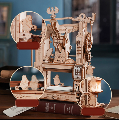 Presse d'Imprimerie Classique Mécanique Puzzle en Bois 3D