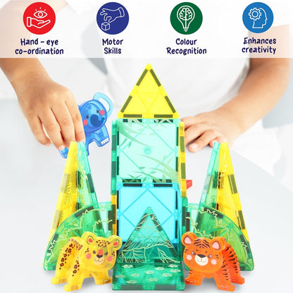 STEM Magnetic Tiles Construction Dinosaur Park Blocks - 14A