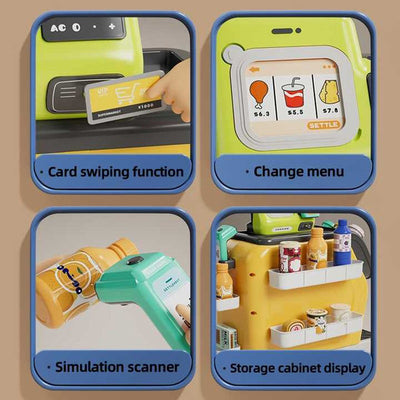 Set de Café de Juguete de Simulación Multifuncional 3 en 1 con Caja Registradora - L94