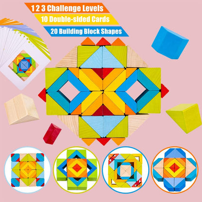 3D Wooden Geometrical Arranging Mind Puzzle Challenge - 178