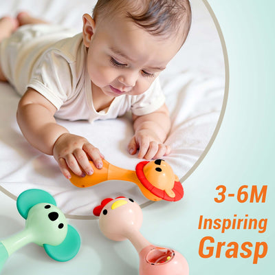 Fidtoy Baby Shaker Rattle Teether Toy Set for Newborns
