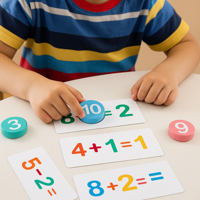 Tarjetas de aprendizaje de matemáticas Montessori - Tarjetas didácticas de cálculo numérico para niños