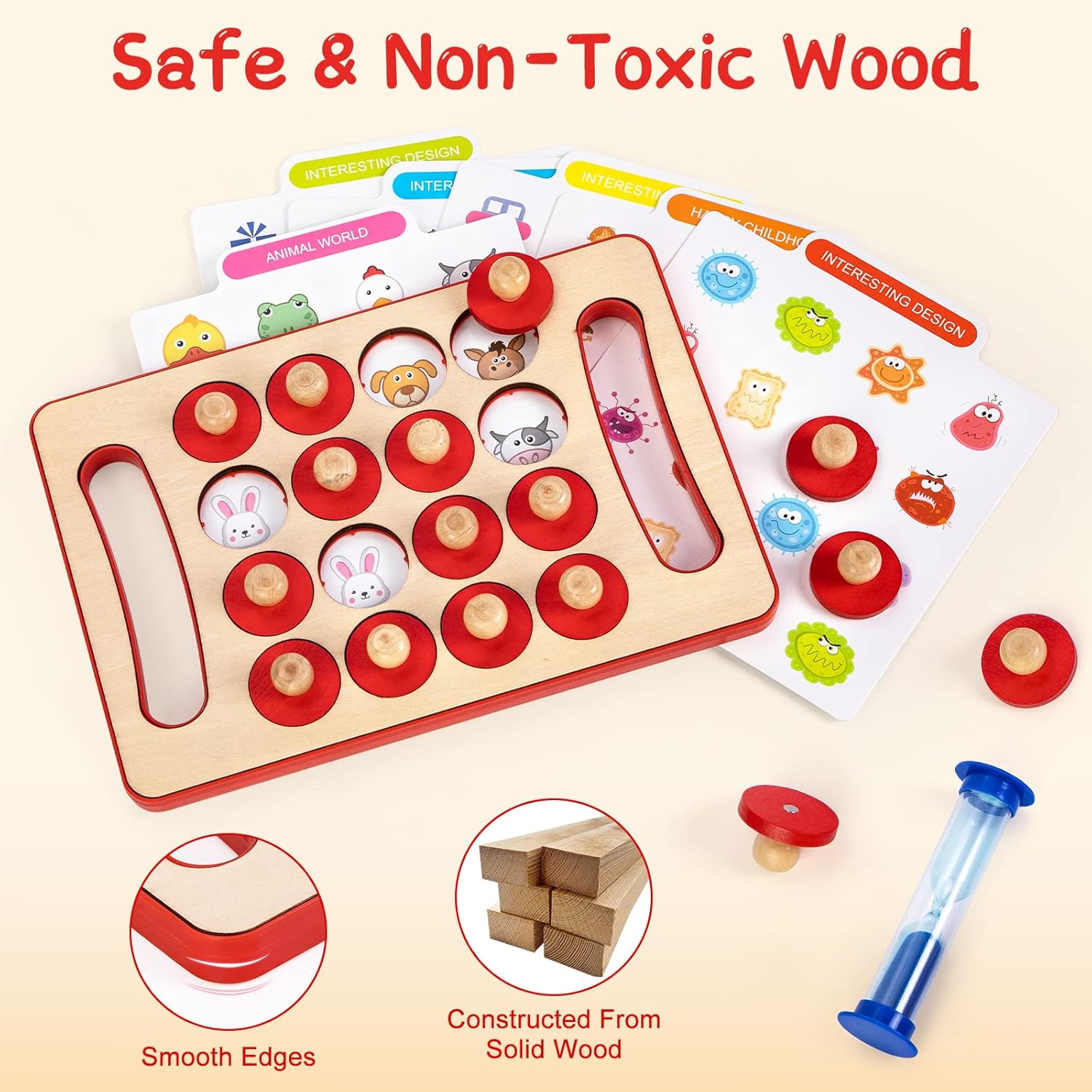 Wooden Matching Memory Chess Board with Timer - 057