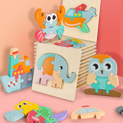 Level 2 Montessori Puzzles 6 Pack - Eco-Friendly Wooden Puzzles Set#2
