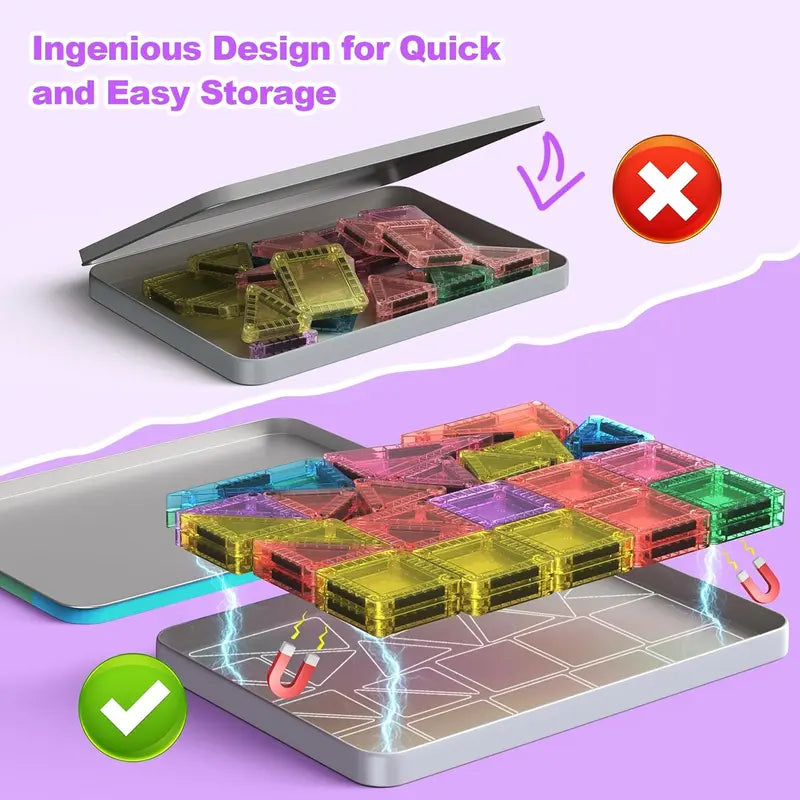 TravelTiles™ Mini Magnetic Building Kit - Keeps Kids Entertained and Learning On the Go