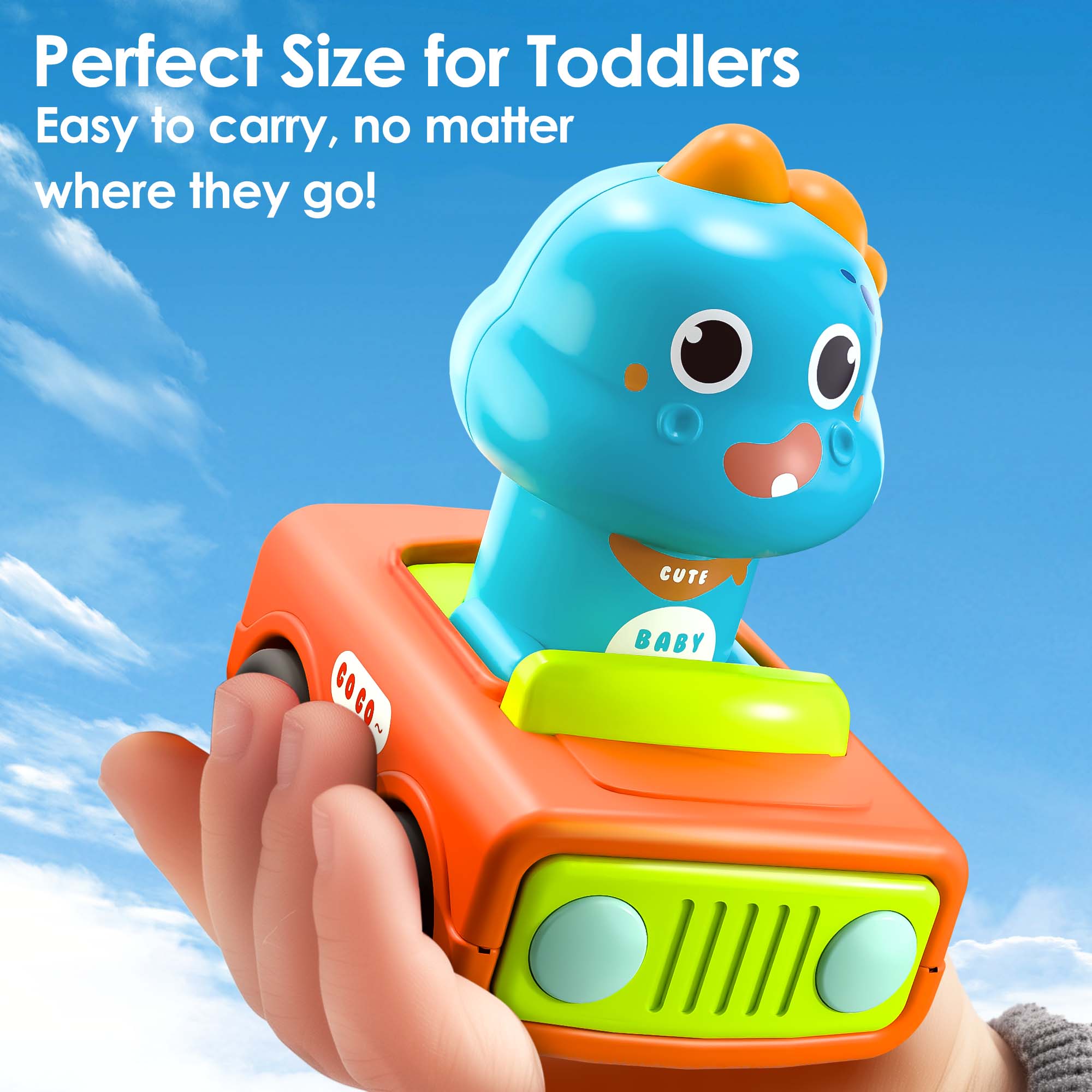 Dino Press and Go Vehicle Car Toys, Animal Racing Cars