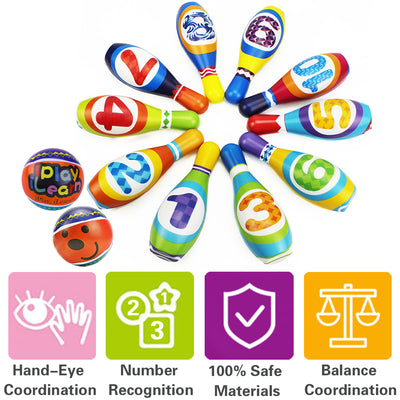 Juego de Bolos Suaves Fidtoy para Niños Pequeños con 10 Pines y 2 Bolas