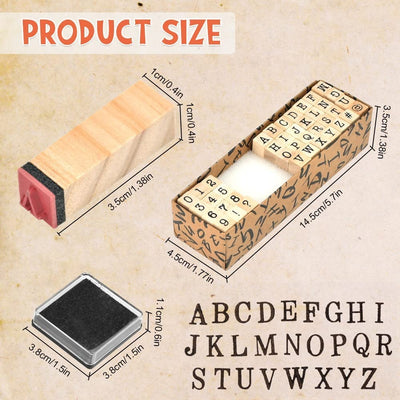 Number & Letters Wooden Stamp with Inkpad Set - 40 Pieces