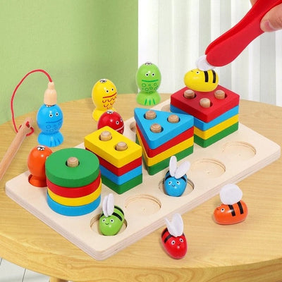 3 in 1 Bee Clipping and Magnetic Fishing Four Column Shape Kit