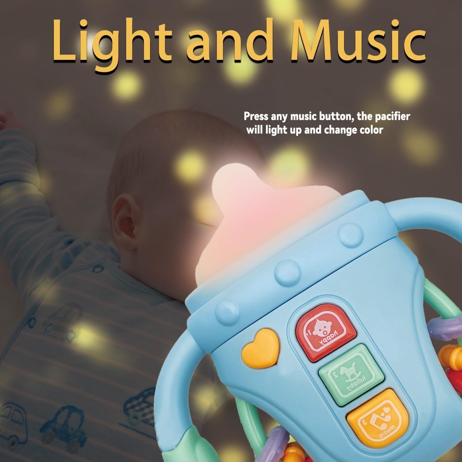 Bouteille de confort mignonne Lumière et musique Jouet sensoriel pour bébé - 802