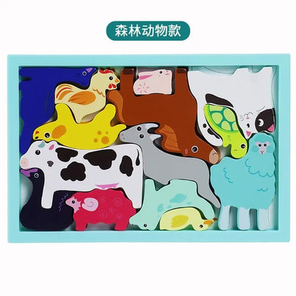 Wooden Logical Challenge Tray Blocks Game - Random Puzzle