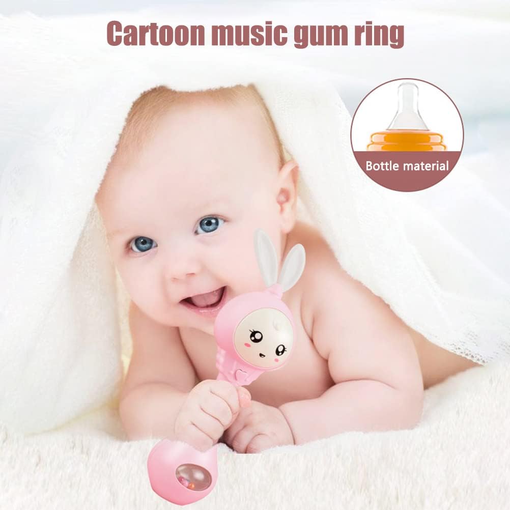 Fidtoy Musical Baby Rattle Teether Toy – Light Up Sensory Rattle with 6 Melodies, Colorful Beads, Teething Design, and Hand-Grip Play