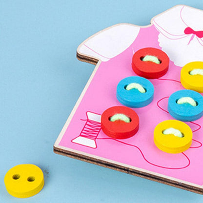 UJEAVETTE Montessori Educational Toys Threading Toys for Toddlers Gifts Clothes Pink