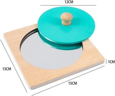 Fidtoy Espejo de bebé Juguete para tiempo boca abajo Espejo de madera Montessori para bebés y niños pequeños Desarrollo sensorial Aprendizaje temprano Juguete de motricidad fina Regalo