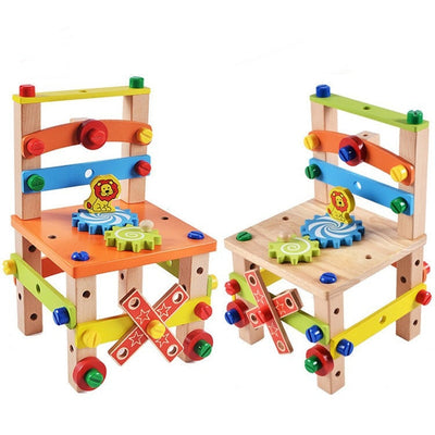 Fidtoy Wooden Chair Building Set Montessori Construction Toy