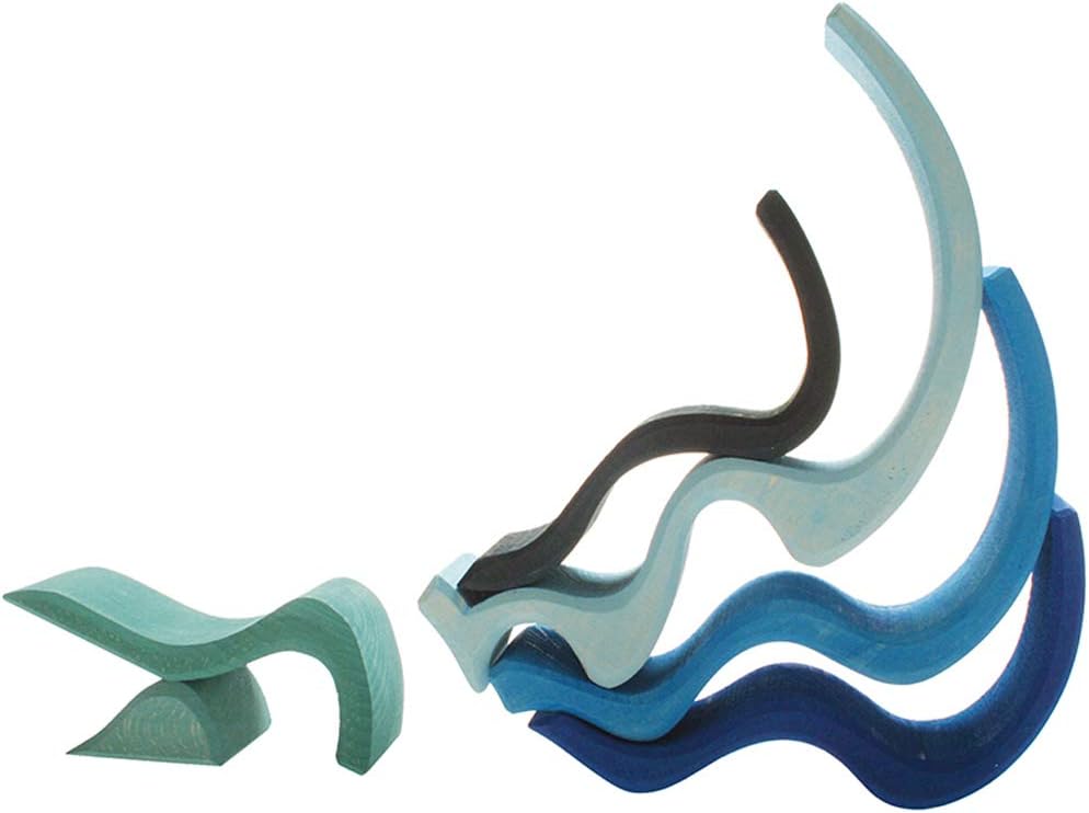 Fidtoy Sea Waves Rainbow Toys Jouet à empiler en bois pour enfants