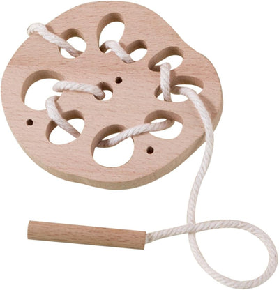 Juguetes de madera de loto con cuerda para que los niños aprendan la coordinación mano-ojo, juego de ensartar para niños