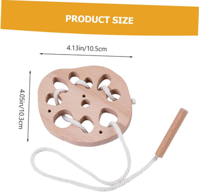 Juguetes de madera de loto con cuerda para que los niños aprendan la coordinación mano-ojo, juego de ensartar para niños
