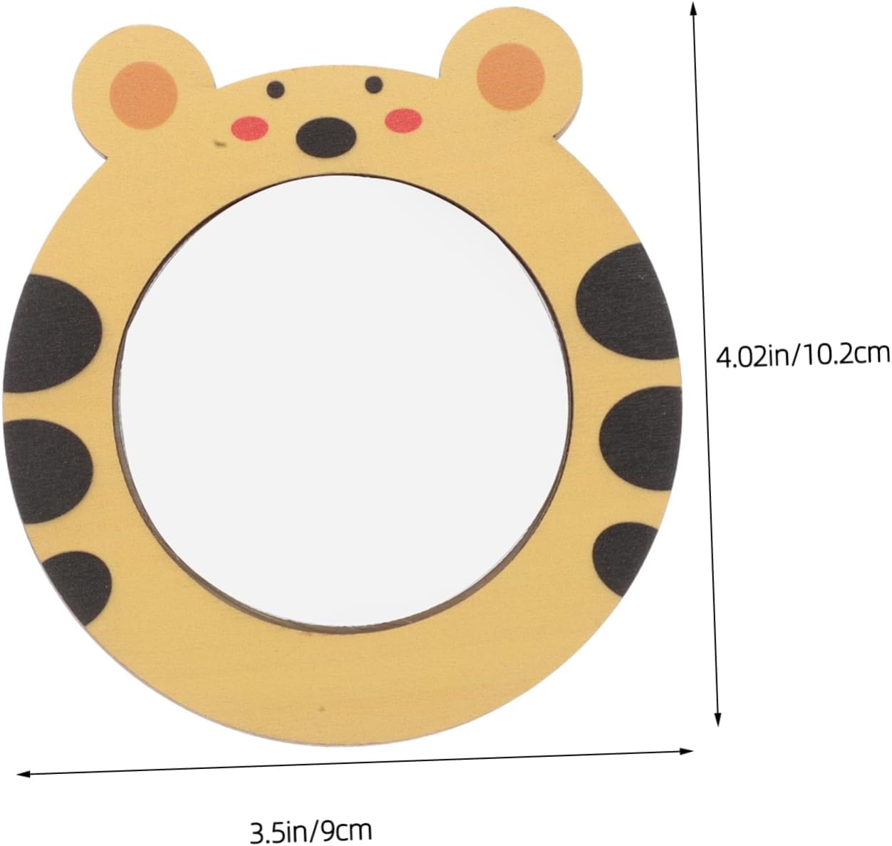 SUPVOX Educational Tiger Mirror Small Wooden Craft Mirror for Boys and Girls Handheld Baby Mirror Toys Safe for Boys and Girls Play