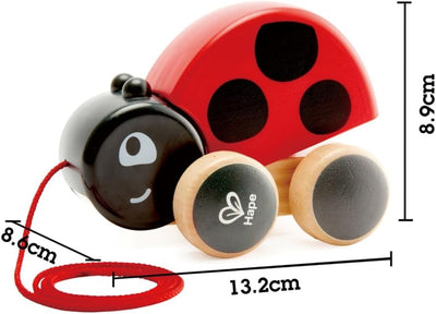 Fidtoy Coccinelle à tirer, jouet de marche en bois pour enfant