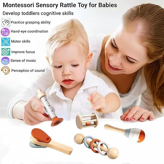Fidtoy Ensemble d'instruments de musique en bois pour tout-petits, jouet d'apprentissage Montessori pour le calme et le développement de la motricité fine