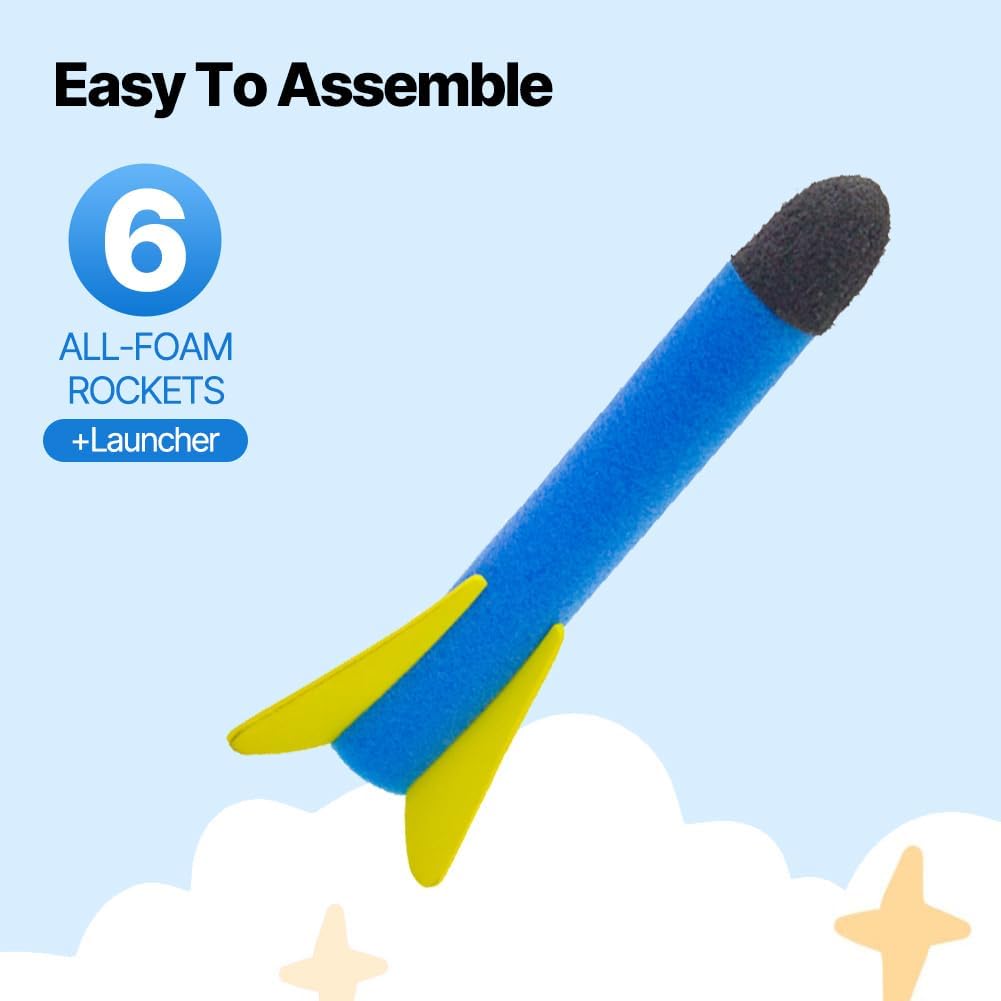 Fidtoy Air Rocket Launcher Toy for Kids – Outdoor Stomp Rocket STEM Active Play Toy