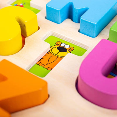 Fidtoy Wooden ABC Puzzle Board with Chunky Alphabet Letters