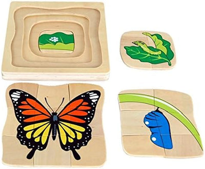 Puzzle Montessori papillon cycle de vie multicouche
