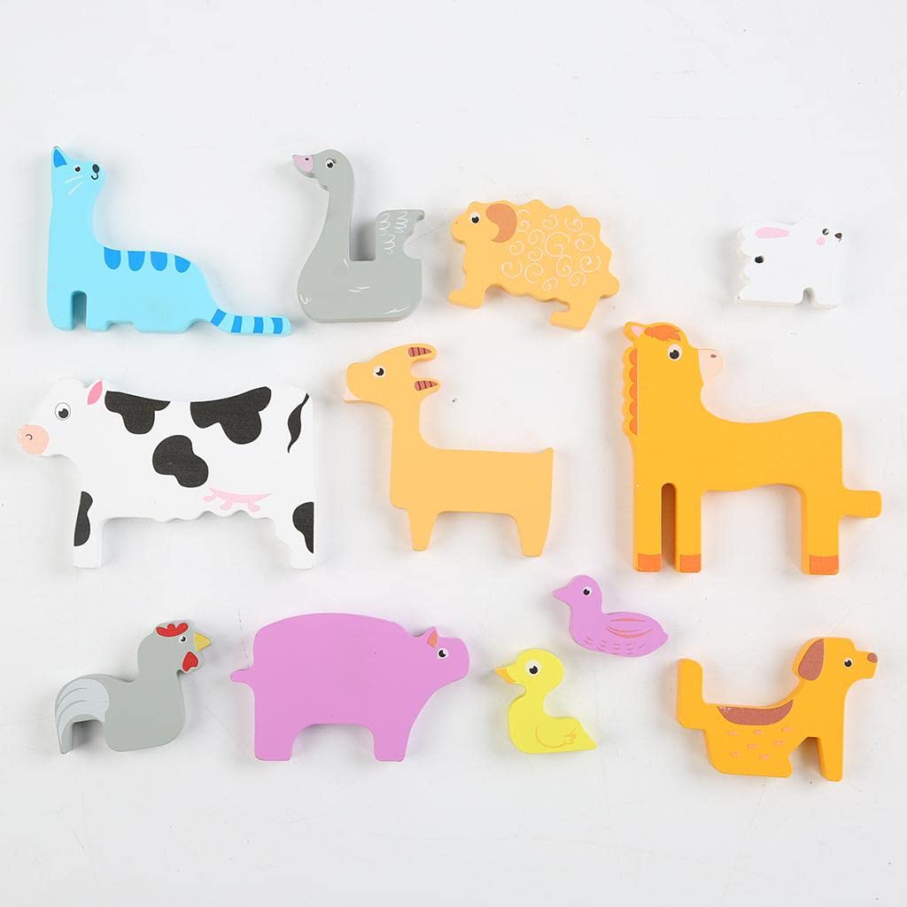 Fidtoy Puzzle en Bois Tangram Animaux de la Ferme – Jouet Montessori pour Tout-Petits