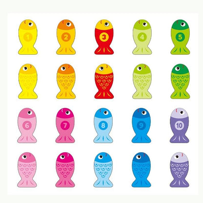 Montessori Toys - 6 in 1 Wooden Blocks Logarithmic Puzzle Board - Educational Kids Toy For Learning Alphabets, Numbers, Shapes, Colors & Math - A Fishing Game For 2, 3, 4 & 5 Years Old Baby