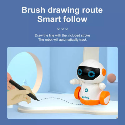 Fidtoy Smart Line Following Robot Play Set for Kids Ages 3+, Plastic Optical Sensor Robot Car with Pen, STEM Route Drawing Science Toy for Coding-Style Thinking and Engineering Play
