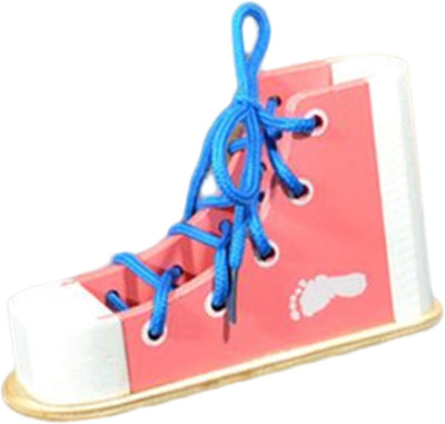harayaa Montessori Laçage en Bois, Planche à Laçer pour la Maternelle, Outil d'apprentissage du laçage pour Enfants et Tout-petits, Rose