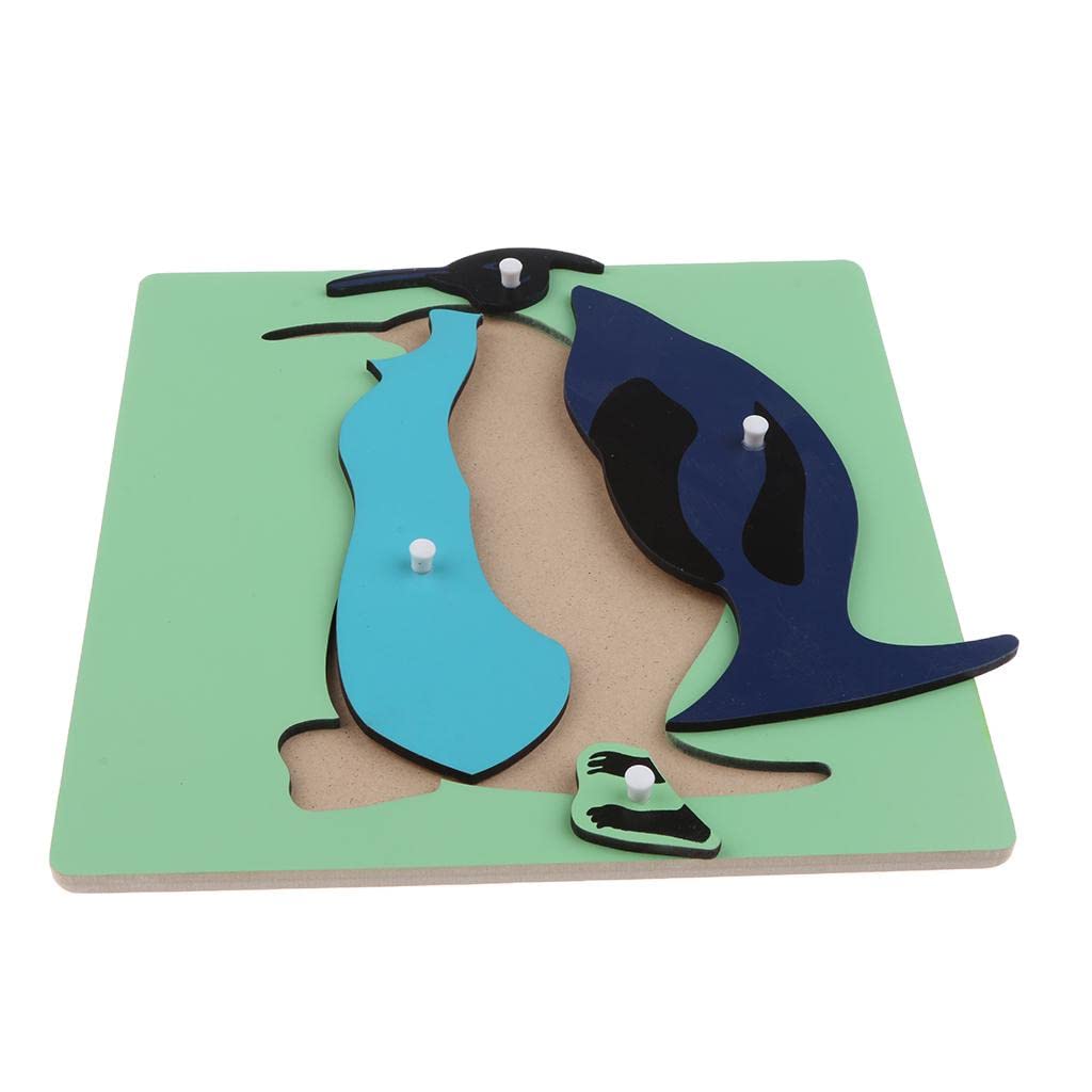 Montessori Wooden Animals Jigsaw Puzzle Panel Kids Baby Toys Penguin