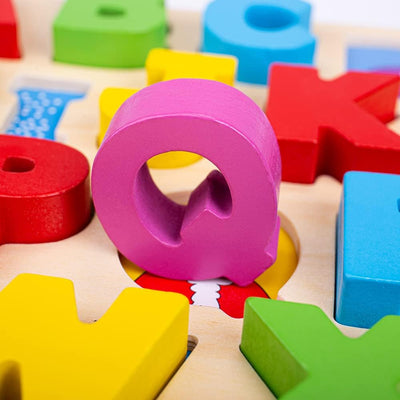 Fidtoy Wooden ABC Puzzle Board with Chunky Alphabet Letters
